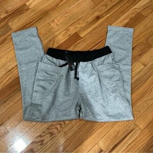 Hemoon Men's Large Gray Jogger Pants with Black Waistband